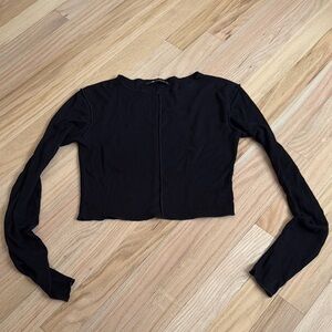 Zara Black Long Sleeve Crop Top